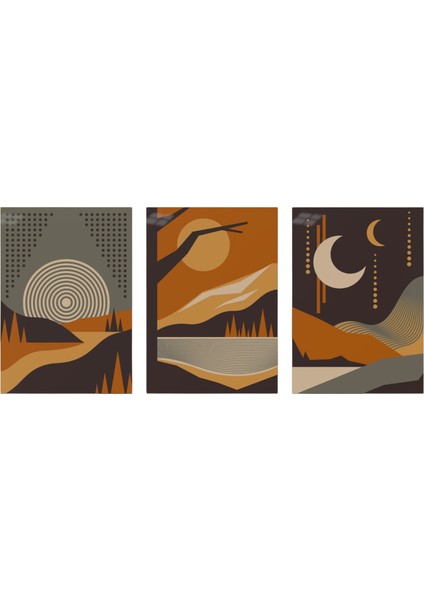 :temperli Cam Üçlü Set Tablo, Tablo, Üçlü Tablo, Uv Baskı, Cam Tablo, 3’lü Set, CUT014