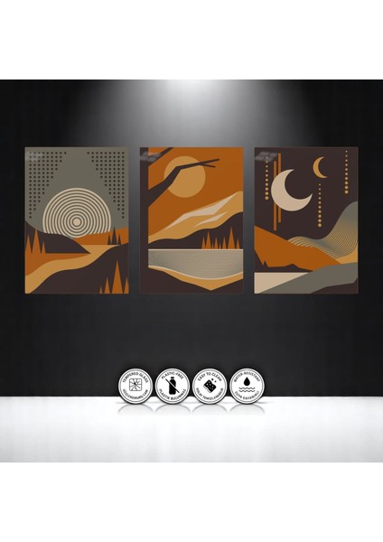 :temperli Cam Üçlü Set Tablo, Tablo, Üçlü Tablo, Uv Baskı, Cam Tablo, 3’lü Set, CUT014