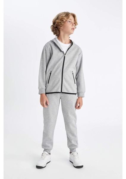 Erkek Çocuk Gri Beli Paçası Lastikli Cepli Okul Jogger Eşofman Altı C8186A824AU