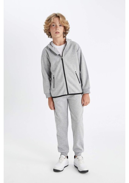 Erkek Çocuk Gri Beli Paçası Lastikli Cepli Okul Jogger Eşofman Altı C8186A824AU