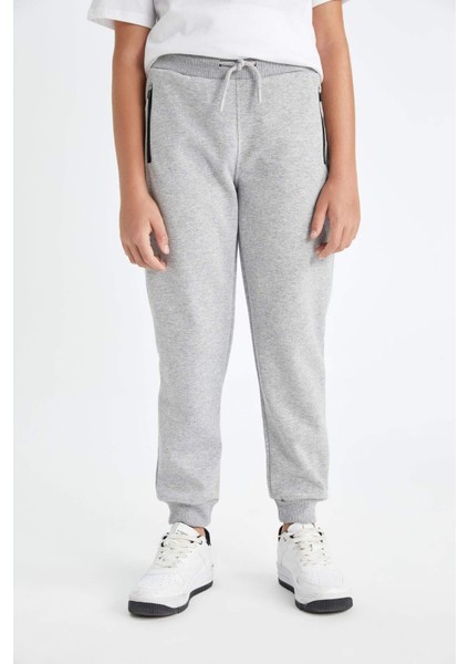 Erkek Çocuk Gri Beli Paçası Lastikli Cepli Okul Jogger Eşofman Altı C8186A824AU