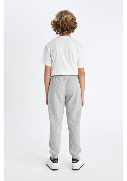 Erkek Çocuk Gri Beli Paçası Lastikli Cepli Okul Jogger Eşofman Altı C8186A824AU