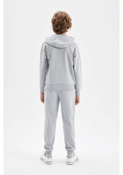 Erkek Çocuk 2'li Takım Kapüşonlu Kanguru Cepli Baskılı Sweatshirt Jogger Eşofman Altı C8319A824AU