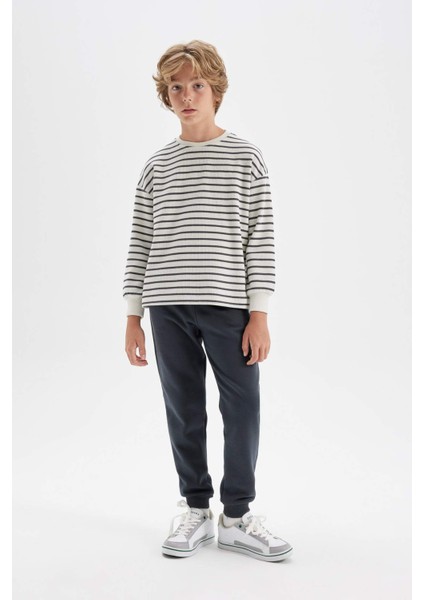 Erkek Çocuk Anstrasit Beli Paçası Lastikli Cepli Basic Düz Jogger Okul Eşofman Altı W0773A624AU
