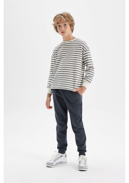 Erkek Çocuk Anstrasit Beli Paçası Lastikli Cepli Basic Düz Jogger Okul Eşofman Altı W0773A624AU