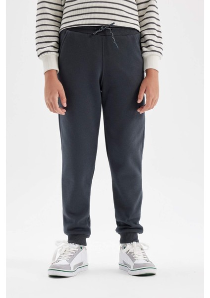 Erkek Çocuk Anstrasit Beli Paçası Lastikli Cepli Basic Düz Jogger Okul Eşofman Altı W0773A624AU