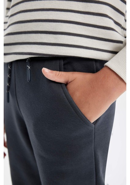 Erkek Çocuk Anstrasit Beli Paçası Lastikli Cepli Basic Düz Jogger Okul Eşofman Altı W0773A624AU