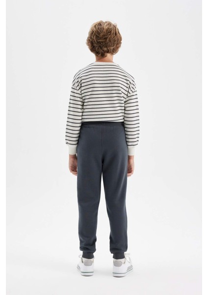 Erkek Çocuk Anstrasit Beli Paçası Lastikli Cepli Basic Düz Jogger Okul Eşofman Altı W0773A624AU