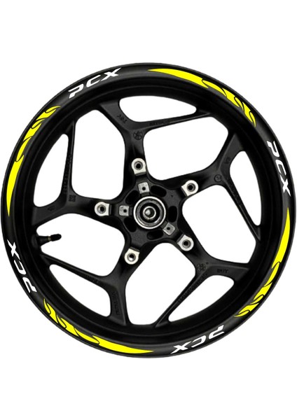 Pcx Beyaz Yazılı Sarı Pençe Şeritli