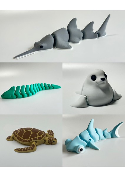 Atlantik 5'li Oyuncak Balık Seti - Hareketli Eklemli Figürler - 11CM-17CM