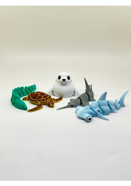 Atlantik 5'li Oyuncak Balık Seti - Hareketli Eklemli Figürler - 11CM-17CM modelleri