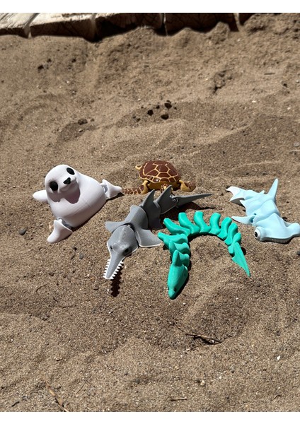 Atlantik 5'li Oyuncak Balık Seti - Hareketli Eklemli Figürler - 11CM-17CM fırsatları