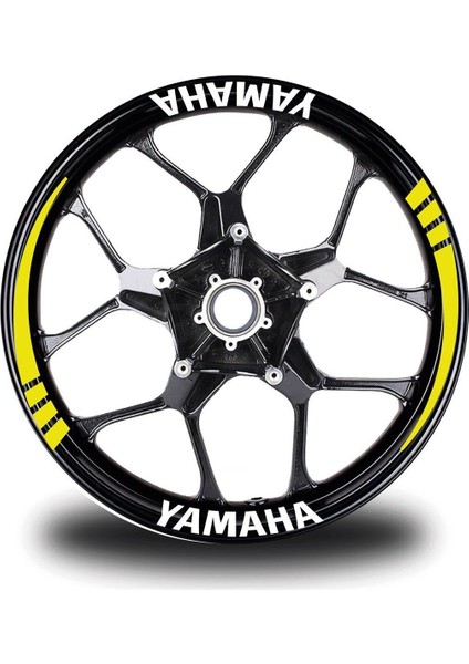 Yamaha Yazılı Sarı Takım Jant Sticker Modeli