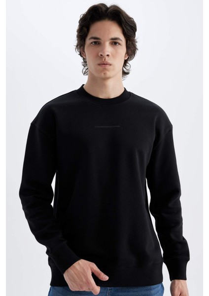 Boxy Fit Bisiklet Yaka Baskılı Sweatshirt X8282AZ24AU