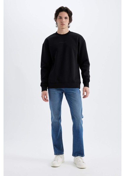 Boxy Fit Bisiklet Yaka Baskılı Sweatshirt X8282AZ24AU