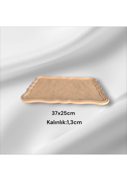 Ahşap Boyanabilir Orta Boy Dikdörtgen Tepsi-Sunumluk