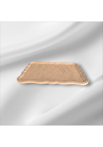 Ahşap Boyanabilir Orta Boy Dikdörtgen Tepsi-Sunumluk