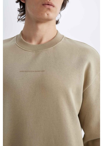 Boxy Fit Bisiklet Yaka Baskılı Sweatshirt X8282AZ24AU