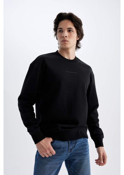 Boxy Fit Bisiklet Yaka Baskılı Sweatshirt X8282AZ24AU