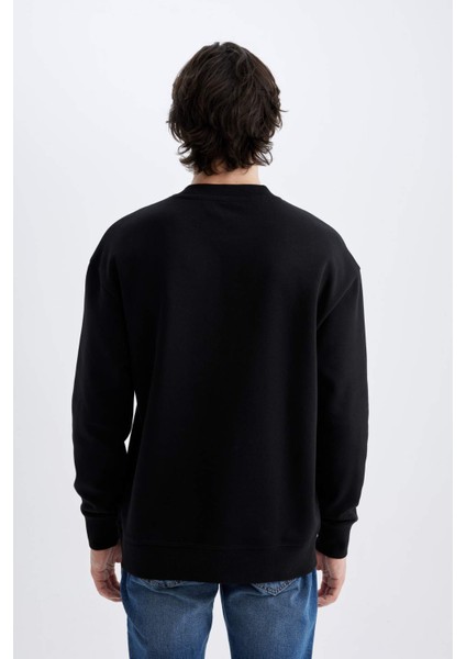 Boxy Fit Bisiklet Yaka Baskılı Sweatshirt X8282AZ24AU