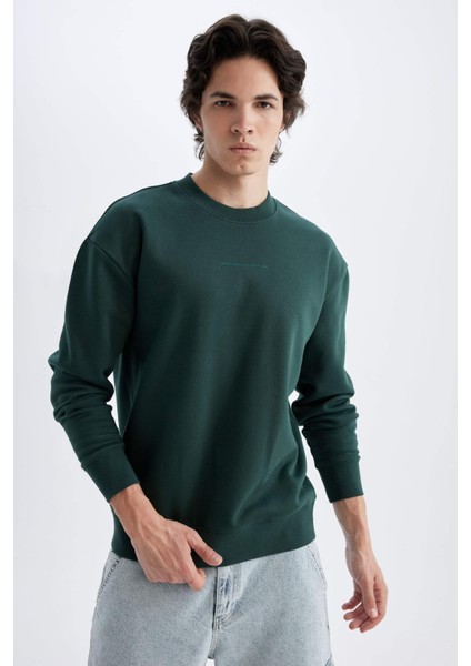 Boxy Fit Bisiklet Yaka Baskılı Sweatshirt X8282AZ24AU