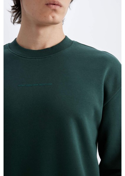 Boxy Fit Bisiklet Yaka Baskılı Sweatshirt X8282AZ24AU