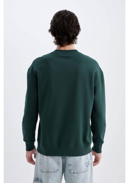 Boxy Fit Bisiklet Yaka Baskılı Sweatshirt X8282AZ24AU