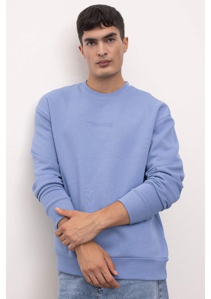 Boxy Fit Bisiklet Yaka Baskılı Sweatshirt X8282AZ24AU
