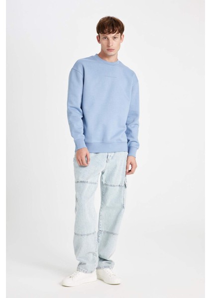 Boxy Fit Bisiklet Yaka Baskılı Sweatshirt X8282AZ24AU