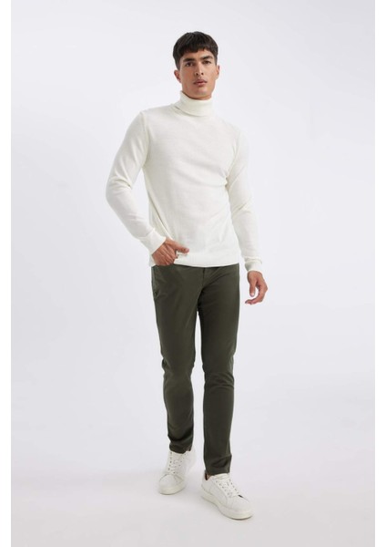 Chino Kanvas Pantolon Slim Fit Dar Kesim Pamuklu Esnek Dar Paça C9441AX24AU