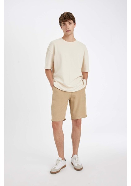 Regular Fit Düz Paça Tencel Bermuda Şort C7800AX24SM