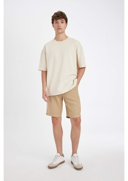 Regular Fit Düz Paça Tencel Bermuda Şort C7800AX24SM