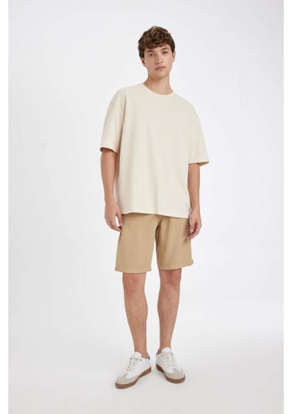 Regular Fit Düz Paça Tencel Bermuda Şort C7800AX24SM