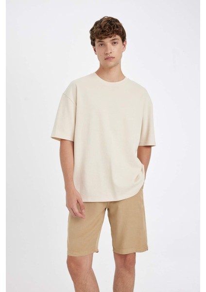 Regular Fit Düz Paça Tencel Bermuda Şort C7800AX24SM