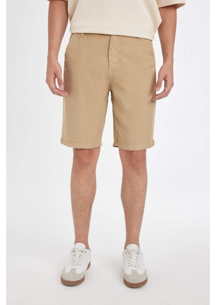 Regular Fit Düz Paça Tencel Bermuda Şort C7800AX24SM
