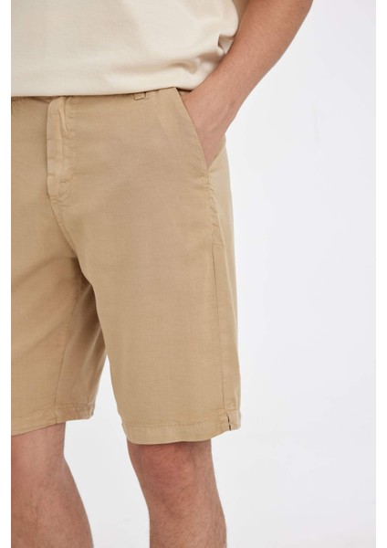 Regular Fit Düz Paça Tencel Bermuda Şort C7800AX24SM