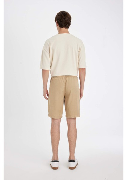 Regular Fit Düz Paça Tencel Bermuda Şort C7800AX24SM