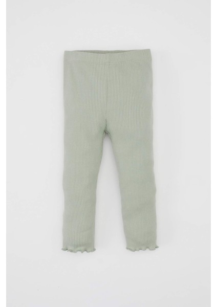 Kız Bebek 2'li Takım Çiçekli Fitilli Kaşkorse Uzun Kollu Tişört Beli Lastikli Alt