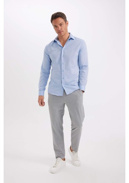 Modern Fit Polo Yaka Poplin Uzun Kollu Gömlek R4340AZNS