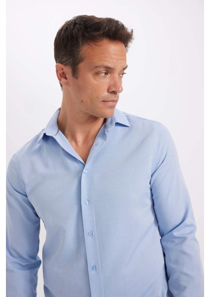 Modern Fit Polo Yaka Poplin Uzun Kollu Gömlek R4340AZNS