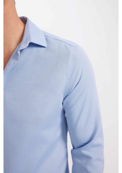 Modern Fit Polo Yaka Poplin Uzun Kollu Gömlek R4340AZNS