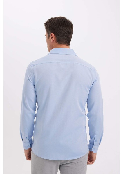 Modern Fit Polo Yaka Poplin Uzun Kollu Gömlek R4340AZNS