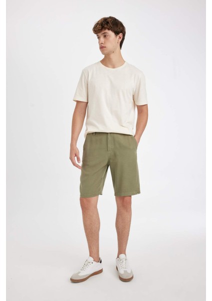 Regular Fit Düz Paça Tensel Bermuda Şort C7800AX24SM