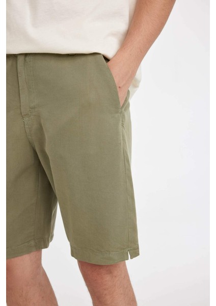 Regular Fit Düz Paça Tensel Bermuda Şort C7800AX24SM