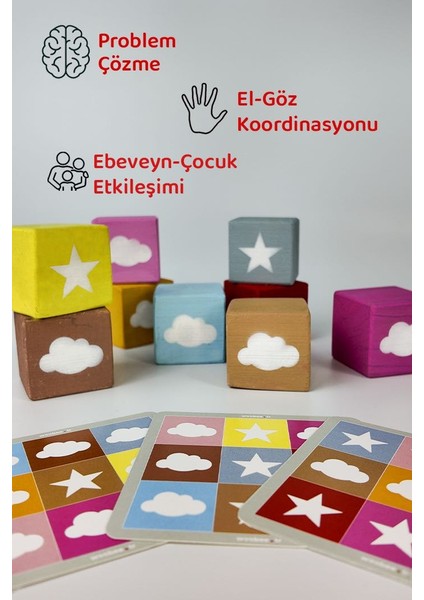 3 Boyutlu Renk-Şekil Ahşap Küp Puzzle | Montessori Zeka Oyuncağı | 3+ Yaş | Eğitici Küp Yapboz fiyatları