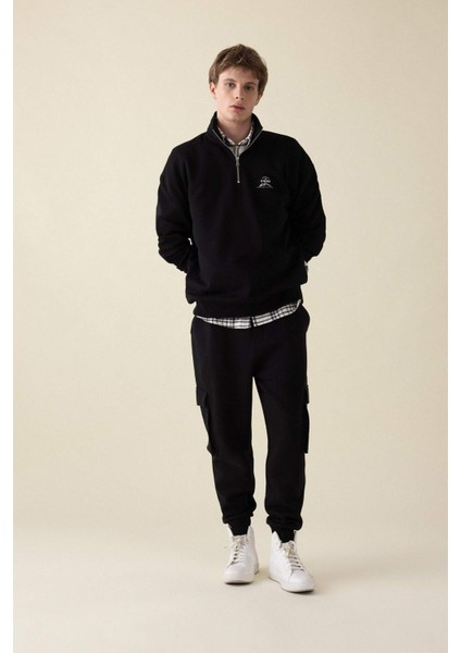 Regular Fit Jogger Eşofman Altı Kargo Cepli Basic Düz Beli Bağcıklı Lastikli Paça Y5533AZ24AU