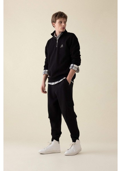 Regular Fit Jogger Eşofman Altı Kargo Cepli Basic Düz Beli Bağcıklı Lastikli Paça Y5533AZ24AU