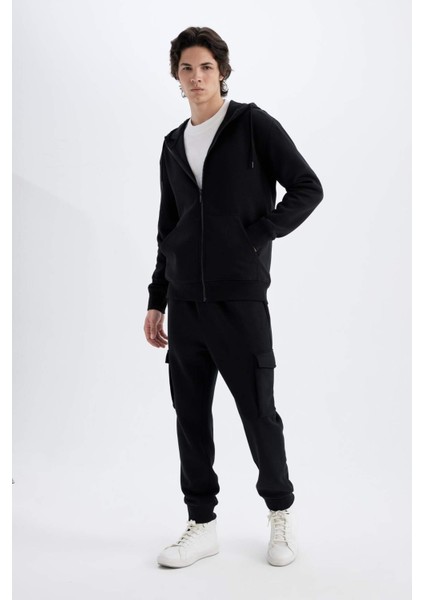 Regular Fit Jogger Eşofman Altı Kargo Cepli Basic Düz Beli Bağcıklı Lastikli Paça Y5533AZ24AU