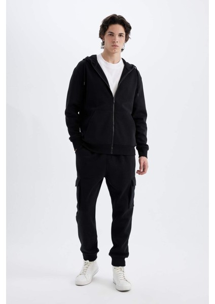 Regular Fit Jogger Eşofman Altı Kargo Cepli Basic Düz Beli Bağcıklı Lastikli Paça Y5533AZ24AU