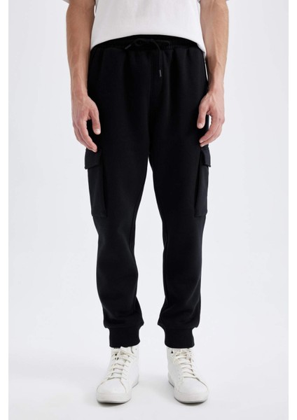 Regular Fit Jogger Eşofman Altı Kargo Cepli Basic Düz Beli Bağcıklı Lastikli Paça Y5533AZ24AU